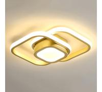 AoLa Lámpara de techo LED de 36W salón cuadrada moderna 3 temperaturas de color 3000K/4000K/6000K lámpara decorativa cuadrada de doble anillo pasillo 2 focos para dormitorio cocina,Oro