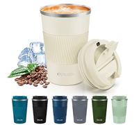 Aolieh Taza de viaje, taza de café aislada, taza de viaje de doble pared, aislamiento al vacío, acero inoxidable con tapa a prueba de fugas, taza reutilizable ecológica para café, té y cerveza