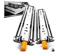 AOLISHENG Guías Correderas para Cajones Pesados con Bloqueo, 750 mm, Extensión Completa, Carga Máxima 200 kg, Montaje Lateral, Rieles Telescópicos, Ideal para Camper e Industria, 1 Par (2 Piezas)