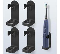 AOOHA Porta Cepillo de Dientes de Baño Pared,4 Piezas Adhesivo Portacepillos de Dientes Eléctrico Sin Taladrar,Ajustable,Soporte para Cepillos de Baño para Familia,Negro