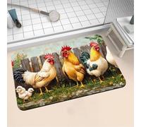 Aoojlo Alfombra Baño Secado Rapido Gallo Alfombrilla Baño Diatomita Antideslizante, Alfombra Ducha Absorbente Fácil Limpieza Lavable Bath Mat Rug para Suelo Entrada Cocina 80x120cm 16-1389