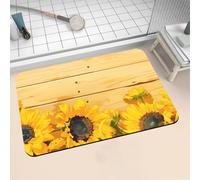 Aoojlo Alfombra Baño Secado Rapido Girasol Alfombrilla Baño Diatomita Antideslizante, Alfombra Ducha Absorbente Fácil Limpieza Lavable Bath Mat Rug para Suelo Entrada Cocina 150x220cm 16-1413