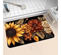 Aoojlo Alfombra Baño Secado Rapido Girasol Alfombrilla Baño Diatomita Antideslizante, Alfombra Ducha Absorbente Fácil Limpieza Lavable Bath Mat Rug para Suelo Entrada Cocina 150x220cm 16-1415