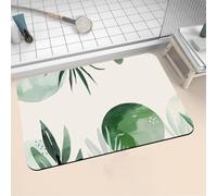 Aoojlo Alfombra Baño Secado Rapido Plant Alfombrilla Baño Diatomita Antideslizante, Alfombra Ducha Absorbente Fácil Limpieza Lavable Bath Mat Rug para Suelo Entrada Cocina 60x90cm 16-1161