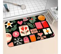 Aoojlo Alfombra Baño Secado Rapido Plants Alfombrilla Baño Diatomita Antideslizante, Alfombra Ducha Absorbente Fácil Limpieza Lavable Bath Mat Rug para Suelo Entrada Cocina 50x80cm 16-1251