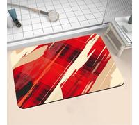 Aoojlo Alfombra Baño Secado Rapido Rojo Alfombrilla Baño Diatomita Antideslizante, Alfombra Ducha Absorbente Fácil Limpieza Lavable Bath Mat Rug para Suelo Entrada Cocina 60x90cm 16-1385