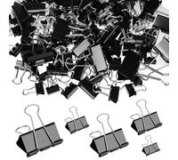 AOOSU Clips Plegables Oficina Negras, 205 Unidades Pinzas Plegables Metálicas Reutilizables, Pinzas Clips Estables con Brazos Plegable para Documentos, Oficina, Tamaños Mixtos 15mm 19mm 25mm 32mm 41mm