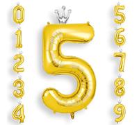 AOOSU Globo Número 5, Oro Cumpleaños Numbers Globo con Corona 101 cm Grande Foil Globos 40 Inch Helio Globos para Decoraciones de Fiestas Cumpleaños, Aniversario de Graduación (5, Oro)
