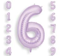 AOOSU Globo Número 6, Morado Cremoso Cumpleaños Numbers Globo 101 cm Grande Foil Globos 40 Inch Helio Globos para Decoraciones de Fiestas Cumpleaños, Aniversario de Graduación(6, Morado Cremoso)