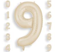 AOOSU Globo Número 9, Blanquecino Cumpleaños Numbers Globo 101 cm Grande Foil Globos 40 Inch Helio Globos para Decoraciones de Fiestas Cumpleaños, Aniversario de Graduación (9, Blanquecino)