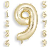 AOOSU Globo Número 9, Oro Claro Cumpleaños Numbers Globo 101 cm Grande Foil Globos 40 Inch Helio Globos para Decoraciones de Fiestas Cumpleaños, Aniversario de Graduación (9, Oro Claro)
