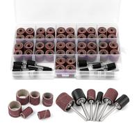 AOOSU Tambores de Lijado Kit, 144 Piezas Tambores de Lijado para Taladro con 12 Rodillos de Lijado y 132 Bandas de Lijado de Grano 120, Lijado Accesorios para Dremel para Pulir Moler