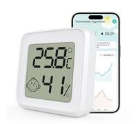AOOSU Termómetro Interior del Higrómetro, 1PCS Termómetros Pequeños para Interiores Digitales, Higrometro Digital Termometro con Logo de Confort LCD Bluetooth Medidor para Habitación, Familia