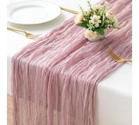 AOOTE Camino de Mesa Rosa de Gasa,300 X 55 cm Camino de Mesa de Gasa Bohemio,de Camino de Mesa de estopilla para Boda Cumpleaños Decoracion de Mesa