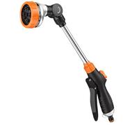 AOOWU Pistola de Manguera de Jardín, 48cm Lanza de Riego Metal con Cabeza Giratoria 180°, 10 Modos de Pulverización Ajustable Control con Interruptor de Pulgar para Jardinería y Lavado de Coches