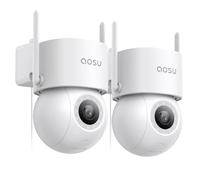 aosu 2PACK Cámara Vigilancia WiFi Exterior con Cables- 360° PTZ Cámara de Seguridad Domicilio WiFi Exterior con Foco de 400LM Visión Nocturna 3K 5MP, Grabación Continua