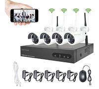 Aottom Cámaras Bala de Vigilancia WiFi 8CH 2MP Kit de vigilancia de Video WiFi Cámaras - 4pcs 1080P Cámaras, Visión Nocturna, Detección de Movimiento, Email Alarmas, P2P, App Remotely, no HDD