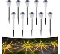 Aourow luces Solares LED Exterior Jardin, 10 Unidades, Blanco Cálido, Batería Reemplazable, Lámparas Solar Impermeables LED para Decoracion Exteriores, Jardín, Balcón, Terraza, Césped, Caminos, Patio