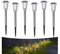 Aourow luces Solares LED Exterior Jardin,6 Unidades de Blanco Cálido,Batería Reemplazable,Lámparas Solar Impermeables LED para Decoracion Exteriores,Jardín, Balcón,Terraza, Césped,Caminos,Patio