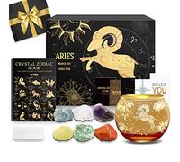 Aovila Aries Regalos de Cumpleaños para Mujer Aries Portavelas Candelabro Piedras del Zodíaco Piedras de Nacimiento Regalos Cumpleaños Aniversario Horóscopo Astrología Zodíaco para Esposa Madre