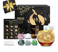 Aovila Piscis Regalos de Cumpleaños para Mujer Piscis Portavelas Candelabro Piedras del Zodíaco Piedras de Nacimiento Regalos Cumpleaños Aniversario Horóscopo Astrología Zodíaco para Esposa Madre