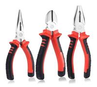 Aoyfuwell Juego de 3 alicates universales, alicates combinados, 180 mm, 150 mm, alicates de punta larga de 160 mm - para reparaciones domésticas, profesionales y herramientas de bricolaje