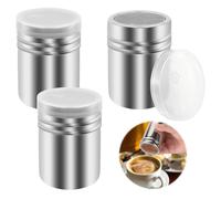 Aoyswuz 3 Piezas Agitador de Azúcar Glas Acero Inoxidable Pequeño 7.5 * 5 cm Espolvoreador Cacao Tamizador con Cubierta Antipolvo para Condimento en polvo Cacao en Polvo