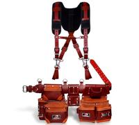 Ap-Leather - Juego de cinturón de herramientas de cuero de vaca curtido al aceite para hombres/mujeres, carpinteros, electricistas, jardineros y trabajos de construcción con 26 bolsillos (cinturón de