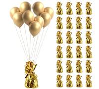 APACALI 24 pesos para globos de helio, peso de globos de helio, conos, 170 g/unidad, lámina plateada, peso de globo macizo, cono de borla metálico para decoración de mesa, dorado