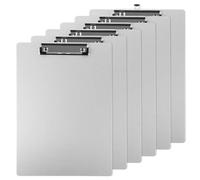 APACALI 6 portapapeles de aluminio A4 con pinza de metal de goma, DIN A4 con ojal para colgar, soporte para almohadilla, placa de escritura de aluminio para oficina, trabajo, aula, negocios