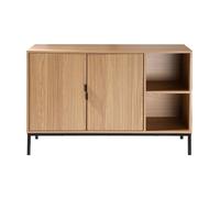 Aparador 2 puertas, 2 compartimentos abiertos efecto madera ranurada l110 cm - tara 110 cm