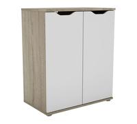 Miroytengo Aparador 2 Puertas, Buffet, Armario de Almacenamiento PARC Salón Moderno Blanco Mate y Roble Sonoma 67x79x38 cm