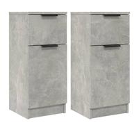 Aparador 2 uds madera contrachapada gris hormigón 30x30x70 cm