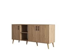 Aparador 3 puertas y 2 nichos abiertos decorado en madera de roble l180 cm - exxen 83 cm