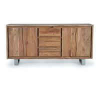Aparador 4 puertas y 3 cajones en madera de acacia, marrón 82x45x172 cm - giner y colomer