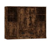 Aparador alto - mueble de almacenamiento 3 piezas madera contrachapada roble ahumado es309