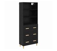 Aparador alto - mueble de almacenamiento con cajón roble negro 69,5 x 32,5 x 180 cm es458