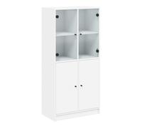 Aparador alto - mueble de almacenamiento con puertas madera ingeniería blanco 68x37x142 cm es522