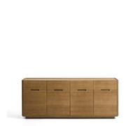 Aparador Arelida en chapa de roble y madera maciza con acabado marrón claro 200 x 80 cm FSC Mix Credit