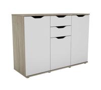 Miroytengo Aparador, Armario de Almacenaje 3 Puertas 2 Cajones Salón Parc Moderno Roble Sonoma y Blanco Mate 108x79x38 cm Light wood - white -