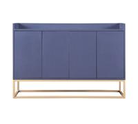Aparador Azul de 4 Puertas con Patas Metálicas Doradas, Mueble de Almacenamiento con Superficie Laminada para Salón y Comedor