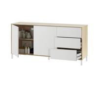 Aparador brooklyn blanco artik (blanco mate) - roble canadian 154 x 74 x 41 cm