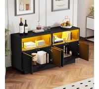 Aparador buffet - 130x35x68 cm - 2 armarios - 4 compartimentos - puertas de cristal - espacio de almacenamiento