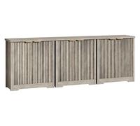 Aparador buffet acanalado para comedor o entrada - Estante ajustable - Consola moderna de madera con puertas - Mueble de almacenamiento compacto para cocina y pasillo - para espacios pequeños