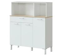 Aparador buffet Kira (L x An x Al: 40 x 108 x 126 cm, Blanco Artik/Roble Canadian, Número de cajones: 1 ud., Número de puertas: 3 ud.)