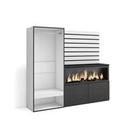Aparador, con almacenamiento, 167x35x145cm, dormitorio, habitación, chimenea eléctrica xxl, vestidor abierto, estilo moderno, blanco