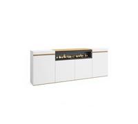Aparador con chimenea integrada en roble arena y blanco 203 cm kavos blanco - roble arena 203 x 75 x 34,6 cm