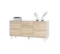 Habitdesign -Aparador con gran espacio de almacenamiento 154 cm Niva Glossy white - canadian oak