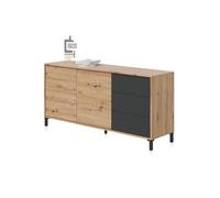 duehome - Aparador con gran espacio de almacenamiento 154 cm Lea Anthracite gray - nodi oak