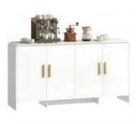 HOMCOM Aparador de cocina 4 estantes, 4 puertas cierre suave, mueble TV 72'' Blanco 152x40x80 cm